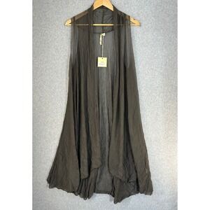 Comfy USA Sheer Mesh Duster Vest Topper Draped Open Front Musk‎ Brown Medium NWT